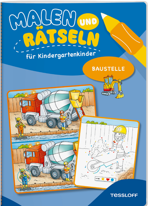 Malen und R&auml;tseln f&uuml;r Kindergartenkinder. Baustelle
