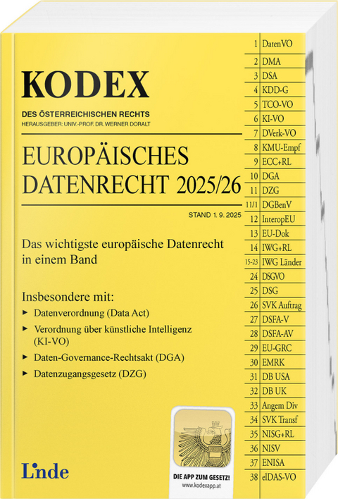 KODEX Europ&auml;isches Datenrecht 2025/26 - Stefanie D&ouml;rnh&ouml;fer