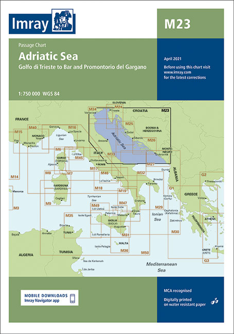 Imray Chart M23 Adriatic Sea Passage Chart -  Imray