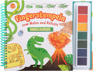 Fingerstempeln zum Malen und Rätseln. Dinosaurier