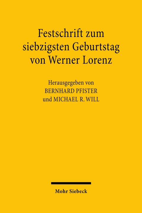 Festschrift zum siebzigsten Geburtstag von Werner Lorenz - 