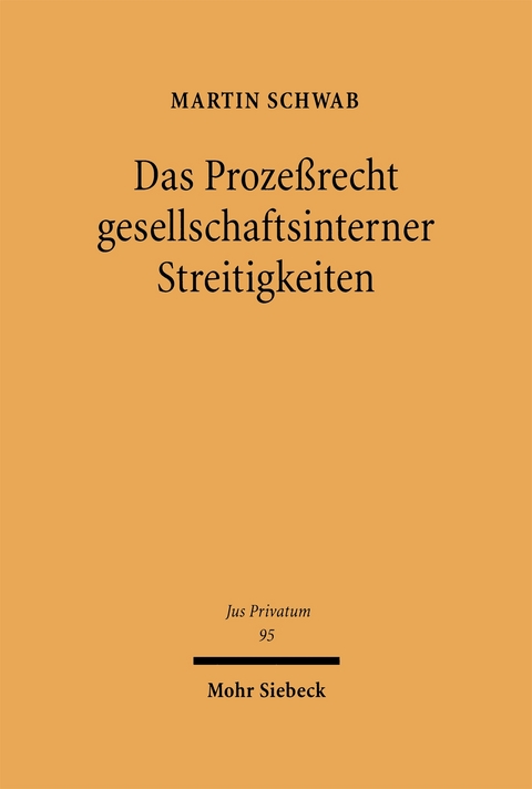 Das Prozeßrecht gesellschaftsinterner Streitigkeiten - Martin Schwab