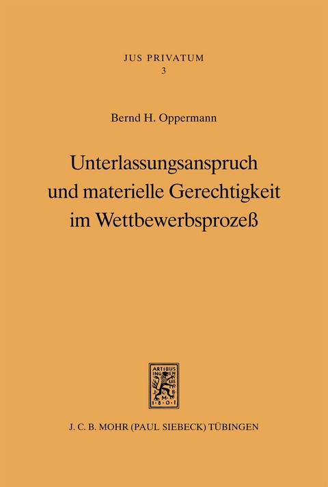 Unterlassungsanspruch und materielle Gerechtigkeit im Wettbewerbsprozeß - Bernd H. Oppermann