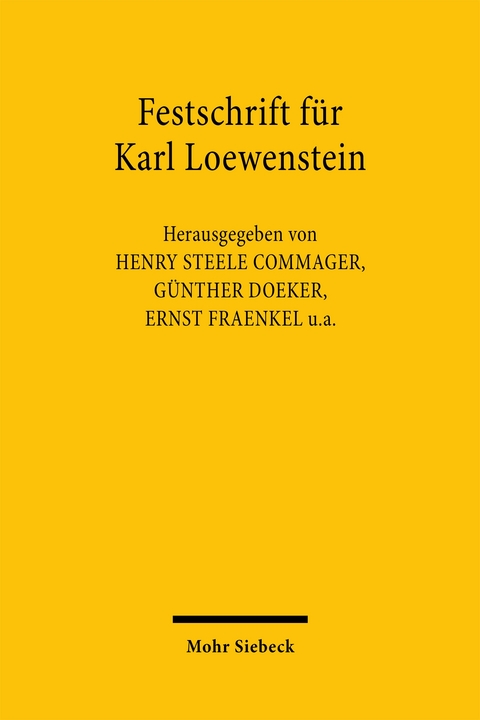 Festschrift für Karl Loewenstein - 