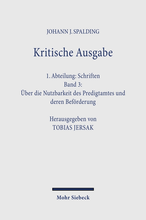 Kritische Ausgabe - Johann J. Spalding