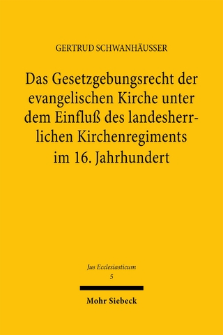 Das Gesetzgebungsrecht der evangelischen Kirche unter dem Einfluß des landesherrlichen Kirchenregiments im 16. Jahrhundert