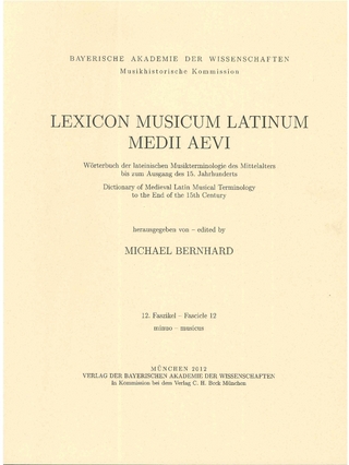 Lexicon Musicum Latinum Medii Aevi 12. Faszikel - Fascicle 12 (minuo-musicus)