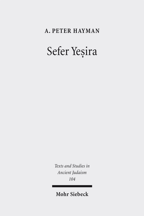 Sefer Yesira - A. Peter Hayman