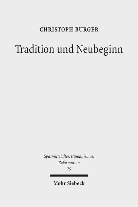 Tradition und Neubeginn - Christoph Burger