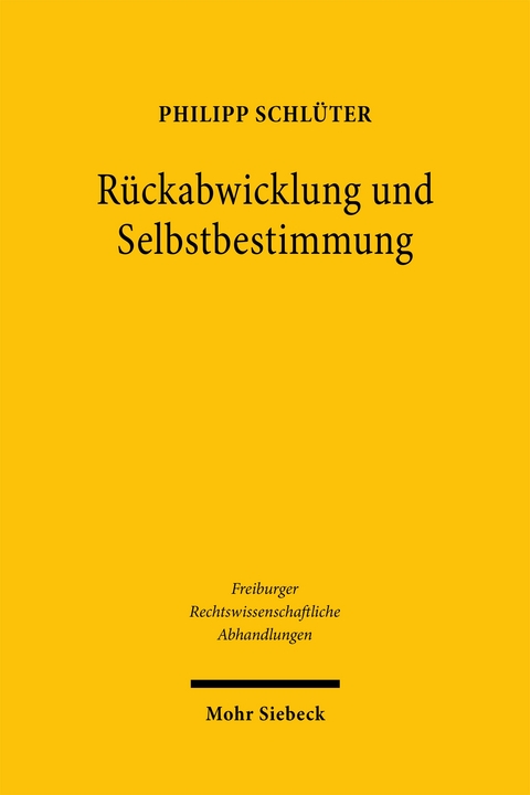 R&uuml;ckabwicklung und Selbstbestimmung - Philipp Schl&uuml;ter
