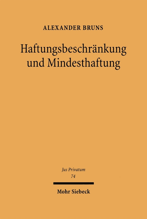 Haftungsbeschränkung und Mindesthaftung - Alexander Bruns