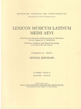Lexicon Musicum Latinum Medii Aevi 15. Faszikel - Fascicle 15 (psalmodialis - semibrevis)