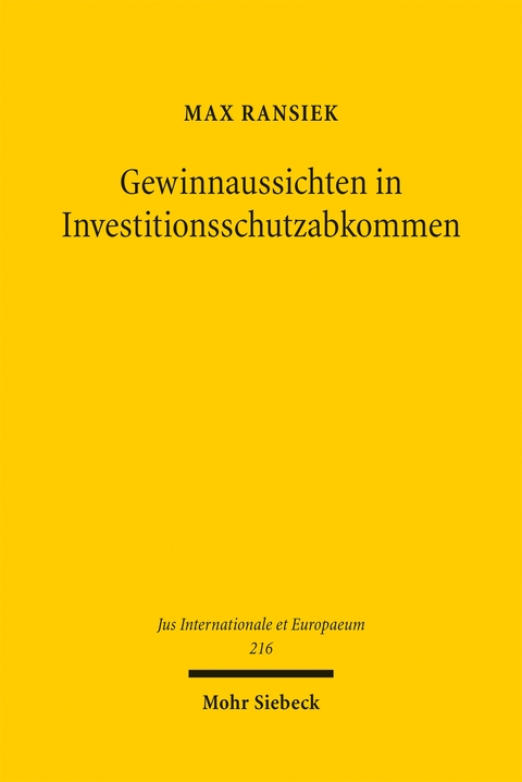 Gewinnaussichten in Investitionsschutzabkommen - Max Ransiek