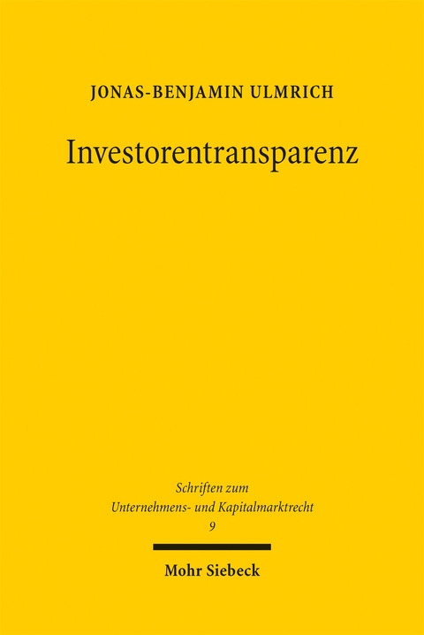 Investorentransparenz - Jonas-Benjamin Ulmrich