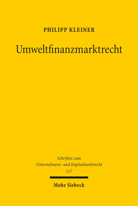 Umweltfinanzmarktrecht - Philipp Kleiner