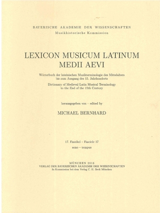 Lexicon Musicum Latinum Medii Aevi 17. Faszikel - Fascicle 17 (sono - tempus)