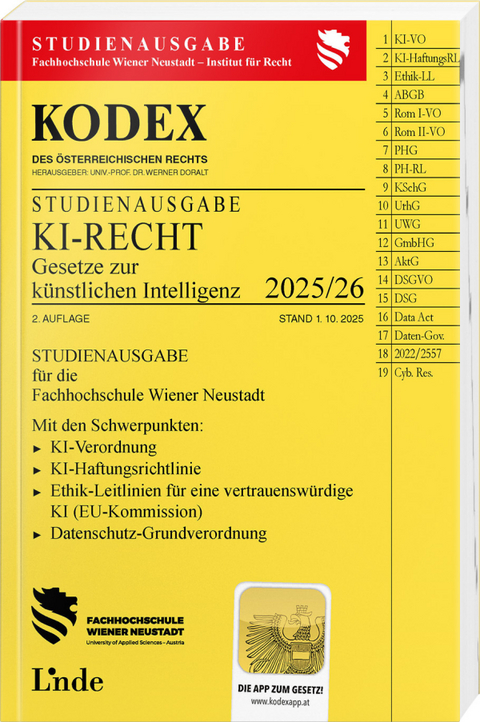 KODEX Studienausgabe KI-Recht 2025/26 - Martin Wagner, Manuel Mofidian