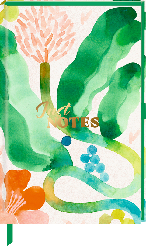 Notizbuch DIN A6 &ndash; Just Notes (Green Leaves)