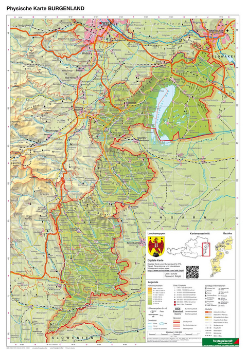 Schulhandkarte Burgenland, 1:300.000