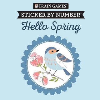 Brain Games - Sticker by Number Compact Edition: Hello Spring 7x7 Inches Easter Basket Filler, Travel Size Activity Book for Adults & Kids 7+