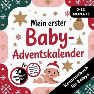 Adventskalender Baby - Kontrastbuch für Babys von 0-12 Monaten mit 24 weihnachtlichen Kontrastbildern