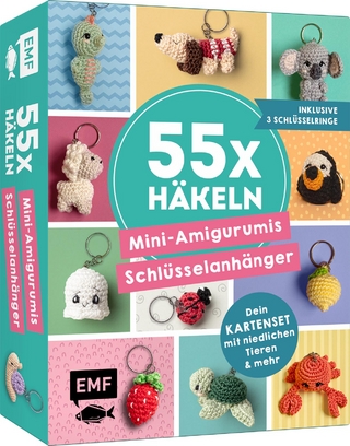 55 x häkeln - Mini-Amigurumis Schlüsselanhänger: Dein Kartenset mit niedlichen Tieren & mehr
