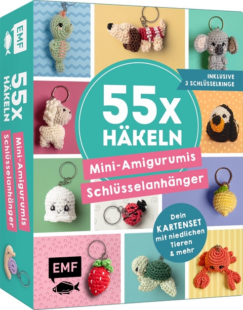 55 x h&auml;keln - Mini-Amigurumis Schl&uuml;sselanh&auml;nger: Dein Kartenset mit niedlichen Tieren & mehr - Linda Urbanneck