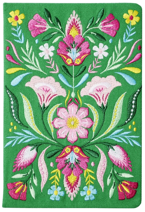 Fiesta del Sol Notizbuch bestickt A5 - 240 Seiten, gr&uuml;n - 