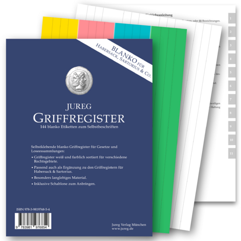 JUREG Blanko Griffregister für HABERSACK, SARTORIUS & Co.