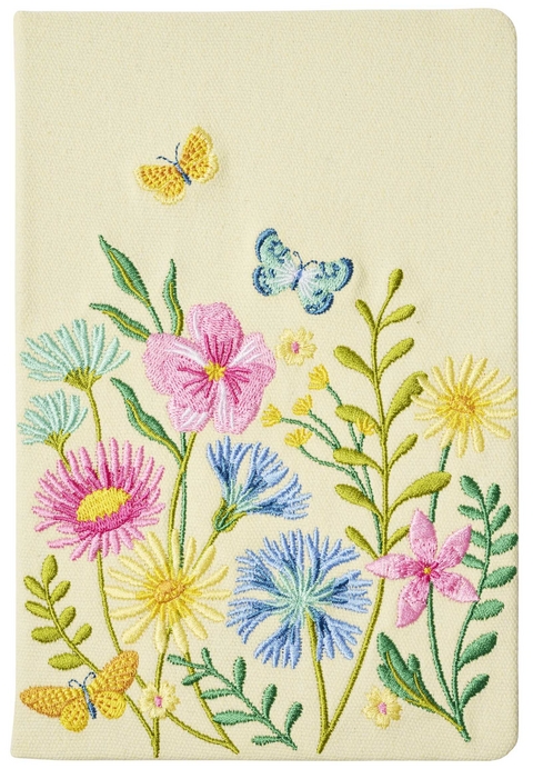 Bl&uuml;tentr&auml;ume Notizbuch bestickt, A5 - 240 Seiten, beige - 