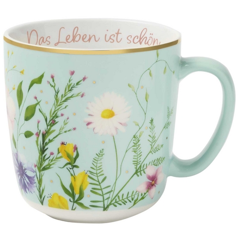 Bl&uuml;tentr&auml;ume Kaffeebecher "Das Leben ist sch&ouml;n", 350 ml - 