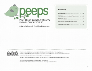 Profiles of Early Expressive Phonological Skills (PEEPS™) Forms