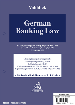 German Banking Law 37. Ergänzungslieferung