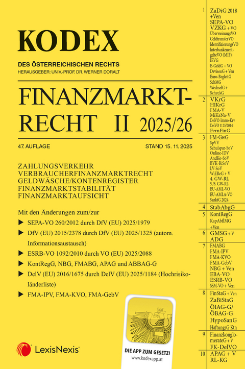 KODEX Finanzmarktrecht Band II 2025/26 - inkl. App - 