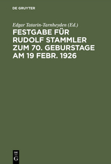 Festgabe f&uuml;r Rudolf Stammler zum 70. Geburstage am 19 Febr. 1926 - 