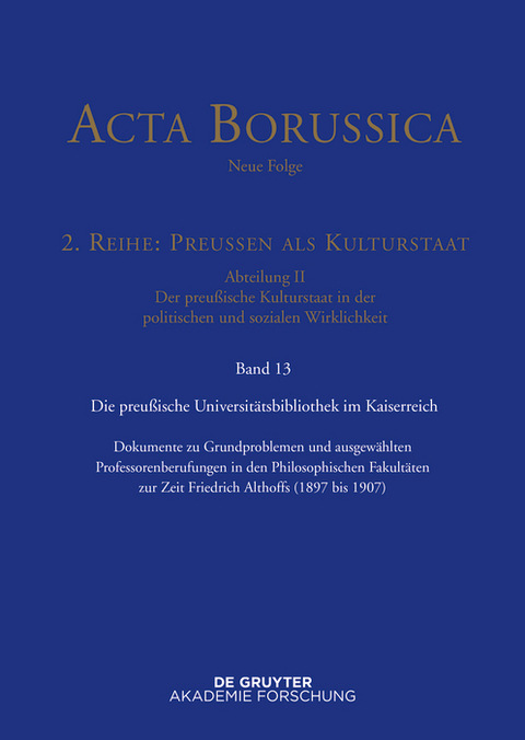 Preu&szlig;ische Universit&auml;tspolitik im Deutschen Kaiserreich - 