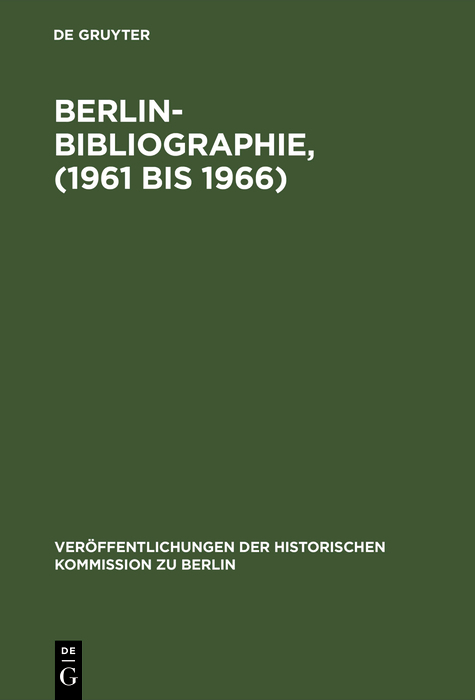 Berlin-Bibliographie, (1961 bis 1966) - 