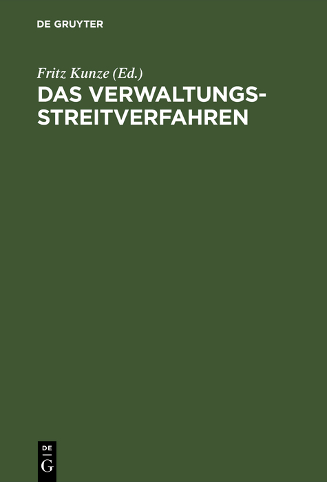Das Verwaltungsstreitverfahren - 