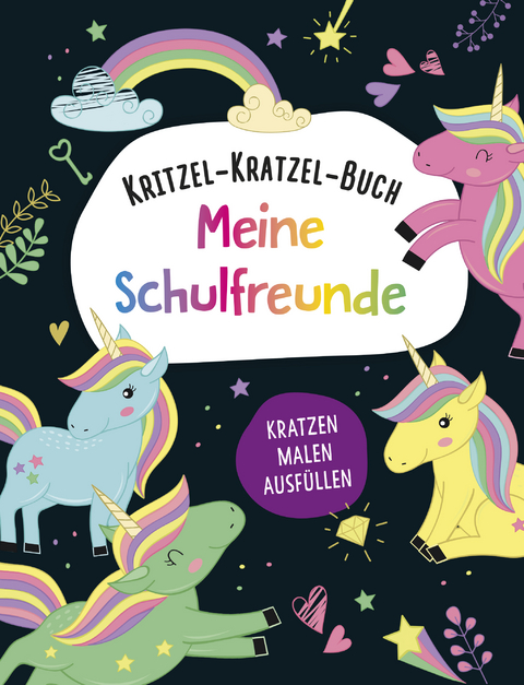 Kritzel-Kratzel-Buch Meine Schulfreunde (Einhörner)
