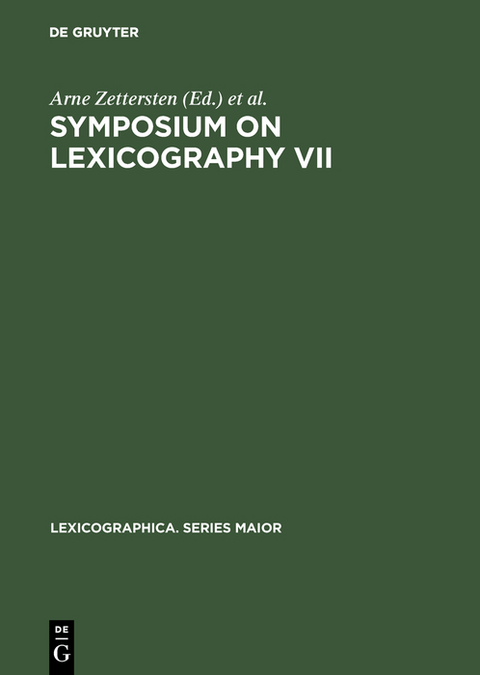 Symposium on Lexicography VII - 