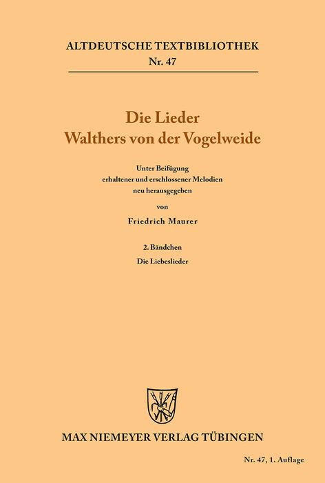 Die Lieder Walthers von der Vogelweide -  Walther von der Vogelweide