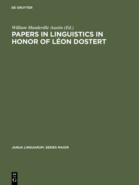 Papers in linguistics in honor of Léon Dostert - 