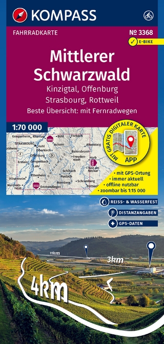 KOMPASS Fahrradkarte 3368 Mittlerer Schwarzwald, Kinzigtal, Offenburg, Strasbourg, Rottweil 1:70.000