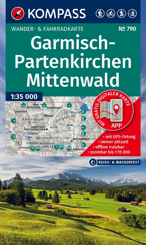 KOMPASS Wanderkarte 790 Garmisch-Partenkirchen, Mittenwald 1:35.000