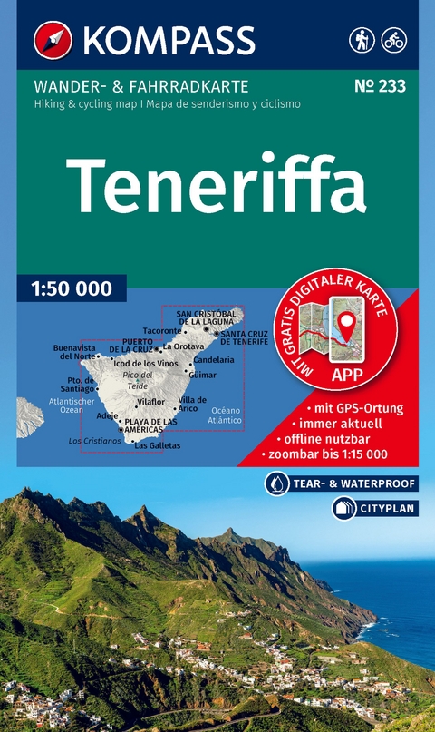 KOMPASS Wanderkarte 233 Teneriffa 1:50.000
