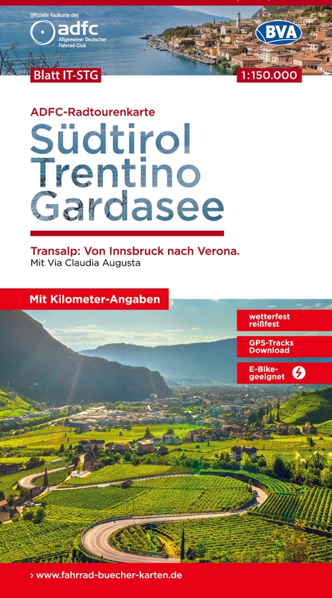 BVA ADFC Radtourenkarte Südtirol, Trentino, Gardasee 1:150.000