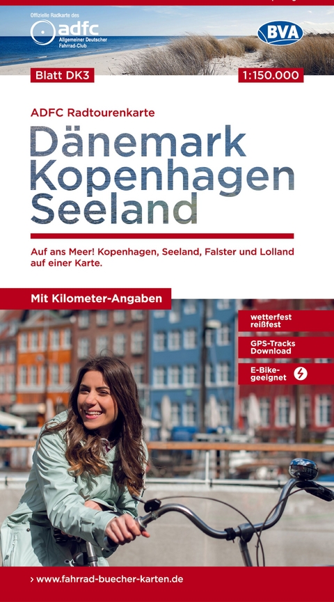 BVA ADFC Radtourenkarte Dänemark, Kopenhagen, Seeland 1:150.000