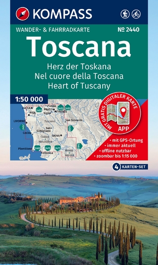 KOMPASS Wanderkarten-Set 2440 Toscana, Herz der Toskana, Nel cuore della Toscana, Heart of Tuscany (4 Karten) 1:50.000