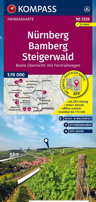KOMPASS Fahrradkarte 3328 Nürnberg, Bamberg, Steigerwald 1:70.000