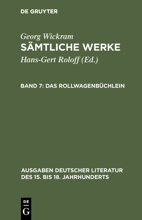 Das Rollwagenb&uuml;chlein - Georg Wickram
